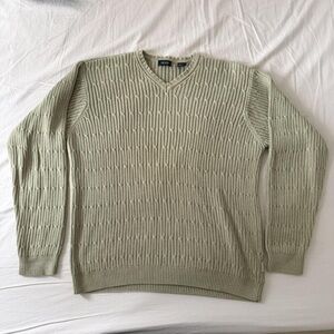 Izod V-Neck Sweater in Sage Green